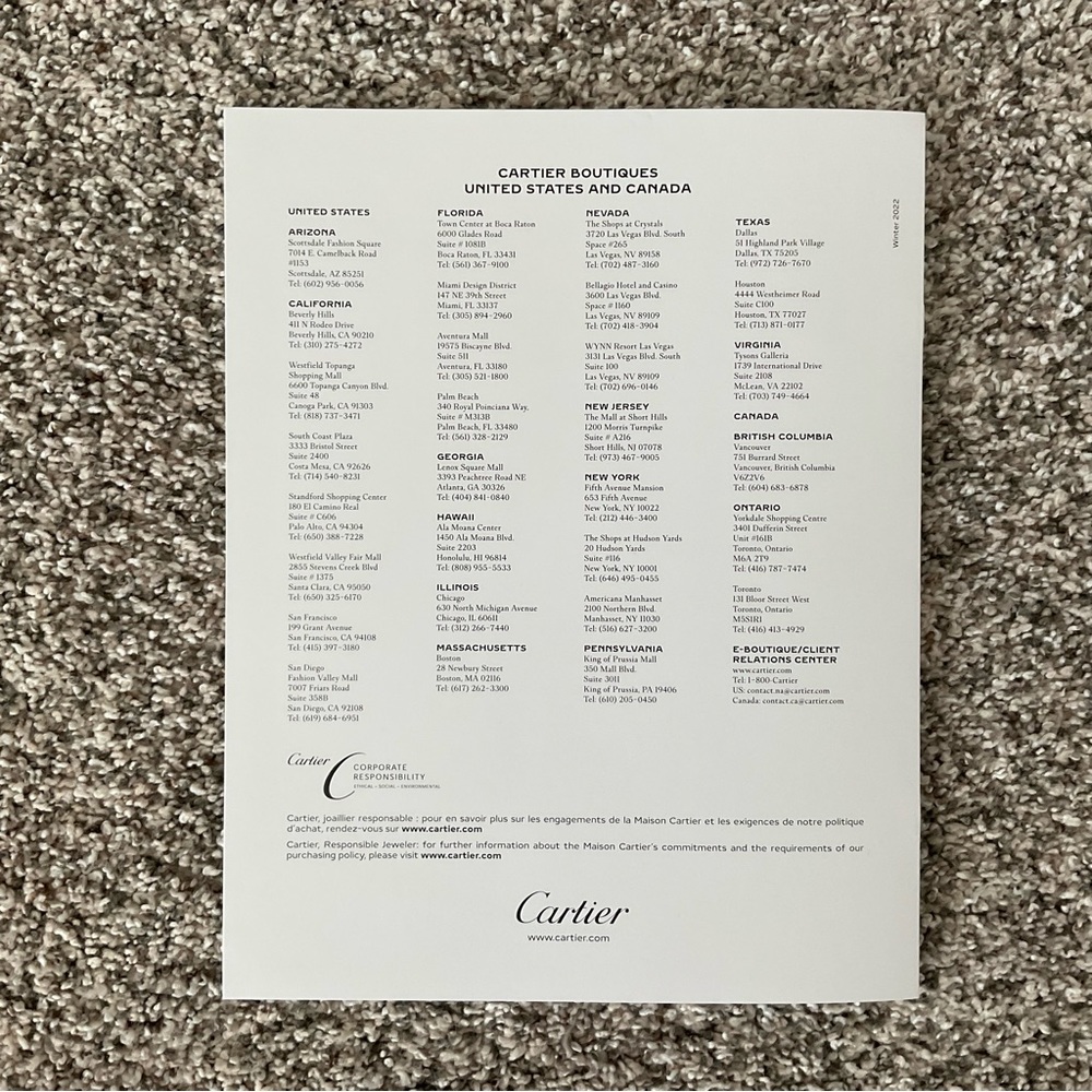 Brand NEW Cartier Catalogue and Price List Winter 2022 - Picture 11 of 11